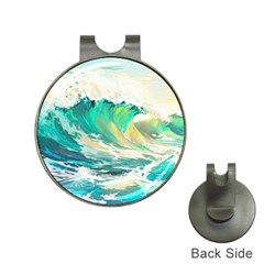 Waves Ocean Sea Tsunami Nautical Painting Hat Clips With Golf Markers by Ravend