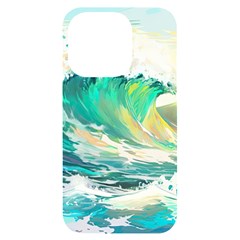 Waves Ocean Sea Tsunami Nautical Painting Iphone 14 Pro Black Uv Print Case by Ravend