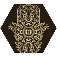 Hamsa-hand-drawn-symbol-with-flower-decorative-pattern Wooden Puzzle Hexagon by Salman4z