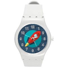 Rocket-with-science-related-icons-image Round Plastic Sport Watch (m) by Salman4z