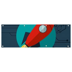 Rocket-with-science-related-icons-image Banner And Sign 9  X 3  by Salman4z