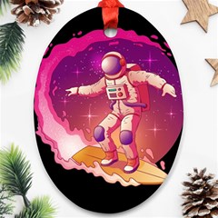 Astronaut-spacesuit-standing-surfboard-surfing-milky-way-stars Ornament (oval) by Salman4z