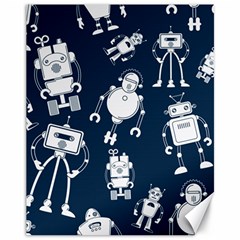 White-robot-blue-seamless-pattern Canvas 11  X 14  by Salman4z