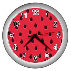 Seamless-watermelon-surface-texture Wall Clock (silver) by Salman4z