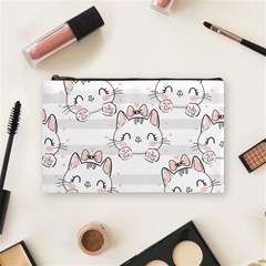 Cat-with-bow-pattern Cosmetic Bag (medium) by Salman4z