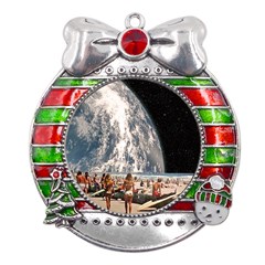 Astronomical Summer View Metal X mas Ribbon With Red Crystal Round Ornament by Jack14