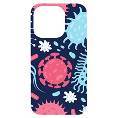 Seamless-pattern-microbes-virus-vector-illustration Iphone 14 Pro Black Uv Print Case by Salman4z