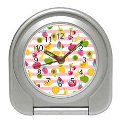 Tropical-fruits-berries-seamless-pattern Travel Alarm Clock by Salman4z