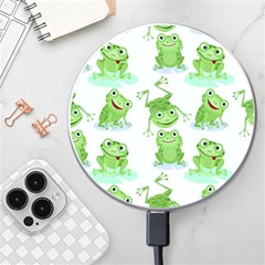 Cute-green-frogs-seamless-pattern Wireless Fast Charger(white) by Salman4z