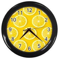 Lemon-fruits-slice-seamless-pattern Wall Clock (black) by Salman4z