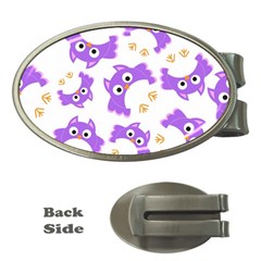 Purple-owl-pattern-background Money Clips (oval)  by Salman4z