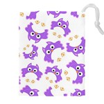 Purple-owl-pattern-background Drawstring Pouch (5XL) Front