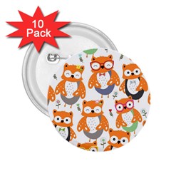 Cute-colorful-owl-cartoon-seamless-pattern 2 25  Buttons (10 Pack)  by Salman4z