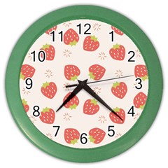 Strawberries-pattern-design Color Wall Clock by Salman4z