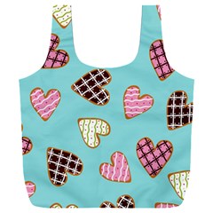 Seamless Pattern With Heart Shaped Cookies With Sugar Icing Full Print Recycle Bag (xxxl) by pakminggu