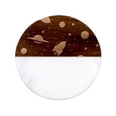 Cosmos Rockets Spaceships Ufos Classic Marble Wood Coaster (round)  by pakminggu