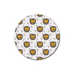 Lion Heads Pattern Design Doodle Rubber Coaster (round) by pakminggu