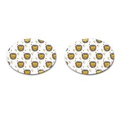 Lion Heads Pattern Design Doodle Cufflinks (oval) by pakminggu