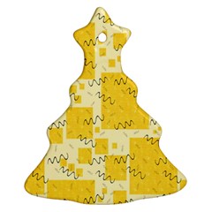 Party Confetti Yellow Squares Christmas Tree Ornament (two Sides) by pakminggu