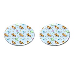 Pattern Giraffe Animal Seamless Scrapbooking Blue Cufflinks (oval) by pakminggu