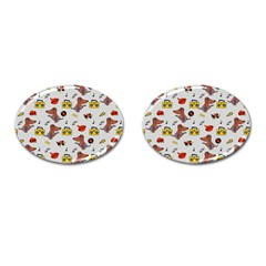 Background Pattern Texture Design Dog Music Cufflinks (oval) by pakminggu