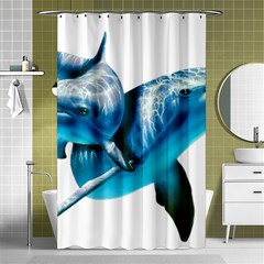 Two Dolphins Art Atlantic Dolphin Painting Animal Marine Mammal Shower Curtain 48  X 72  (small)  by pakminggu