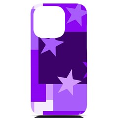 Purple Stars Pattern Shape Iphone 14 Pro Black Uv Print Case by danenraven