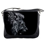 Roar Angry Male Lion Black Messenger Bag Front