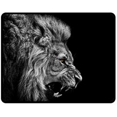 Roar Angry Male Lion Black Two Sides Fleece Blanket (medium) by Mog4mog4