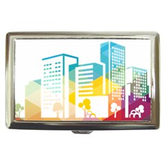 Silhouette Cityscape Building Icon Color City Cigarette Money Case by Mog4mog4