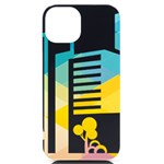 Silhouette Cityscape Building Icon Color City iPhone 14 Black UV Print Case Front