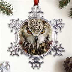 Vector Hand Painted Owl Metal Large Snowflake Ornament by Mog4mog4