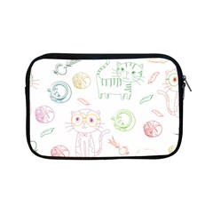 Cats And Food Doodle Seamless Pattern Apple Ipad Mini Zipper Cases by Bakwanart