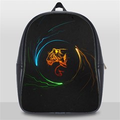 Orange Tiger Illustration Artwork Digital Art School Bag (xl) by Bakwanart