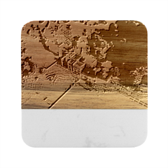 Green Village Miniature Technology Marble Wood Coaster (square) by Bakwanart