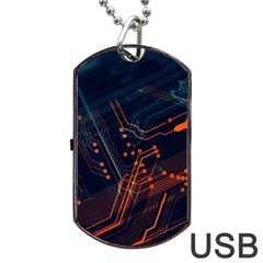 Abstract Colorful Circuit Dog Tag Usb Flash (one Side) by Bakwanart