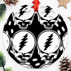 Black And White Deadhead Grateful Dead Steal Your Face Pattern Ornament (round Filigree) by 99art