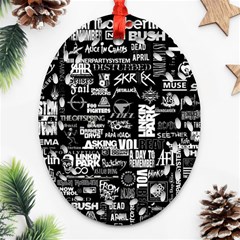 Music Pattern Black White Oval Filigree Ornament (two Sides) by 99art