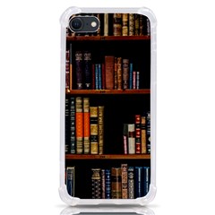 Assorted Title Of Books Piled In The Shelves Assorted Book Lot Inside The Wooden Shelf Iphone Se by 99art