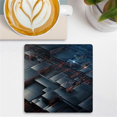 Architectural Design Abstract 3d Neon Glow Industry Uv Print Square Tile Coaster  by 99art