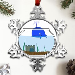 Wal-fish-small-world-lake-sea Metal Small Snowflake Ornament by 99art