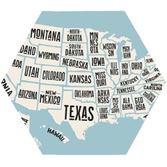 Black White Usa Map States Wooden Puzzle Hexagon by B30l