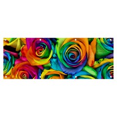 Colorful Roses Bouquet Rainbow Banner And Sign 8  X 3  by B30l