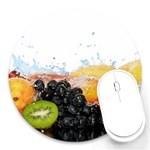 Variety Of Fruit Water Berry Food Splash Kiwi Grape Round Mousepad Front