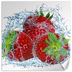 Red Strawberries Water Squirt Strawberry Fresh Splash Drops Canvas 16  X 16  by B30l