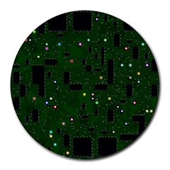 Circuit Board Conductor Tracks Round Mousepad by Cowasu