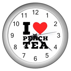 I Love Peach Tea Wall Clock (silver) by ilovewhateva