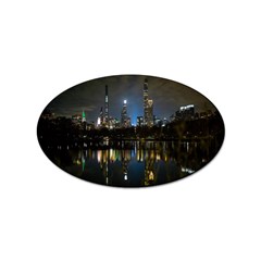 New York Night Central Park Skyscrapers Skyline Sticker (oval) by Cowasu