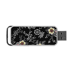 White And Yellow Floral And Paisley Illustration Background Portable Usb Flash (two Sides) by Cowasu