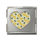 Honey Bee Bees Pattern Mega Link Heart Italian Charm (18mm) Front